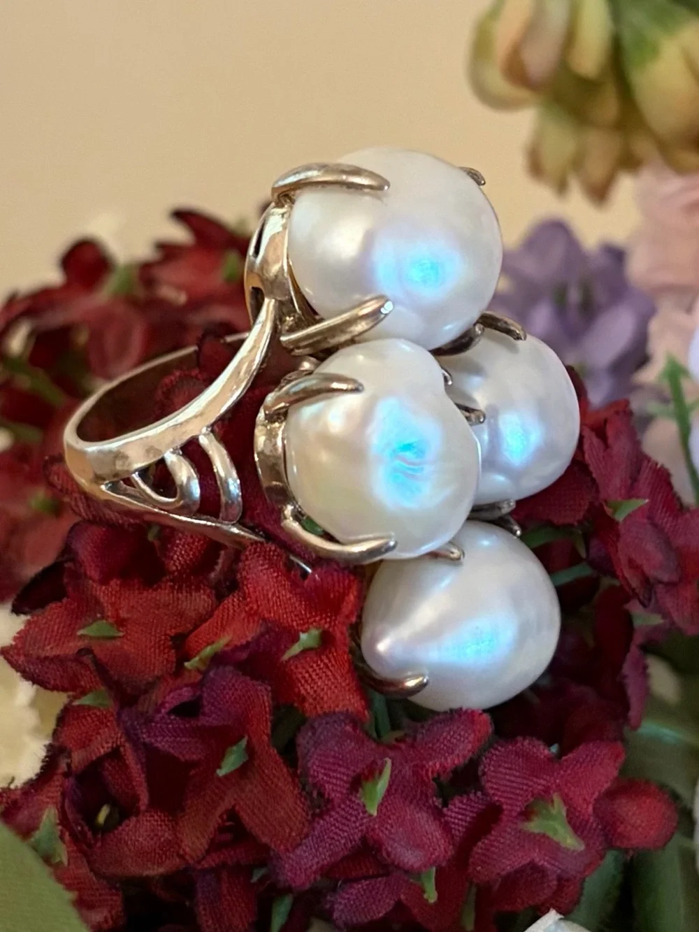 Silpada Sterling Silver and Pearl “Coastal” Ring R2940 Size 8 1/4